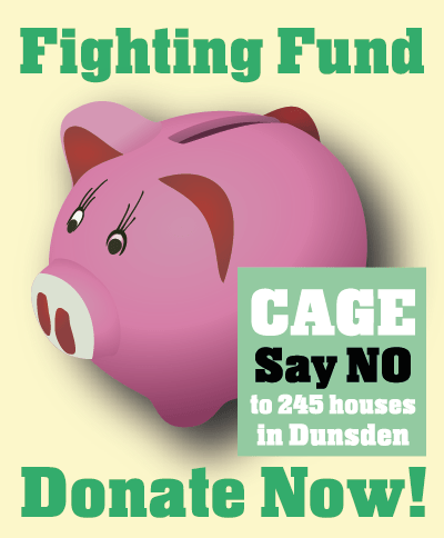 Flyer for the Fighting Fund with a piggy bank as the central image